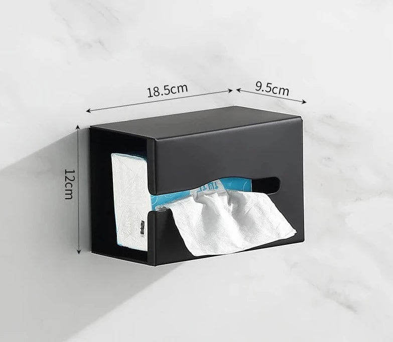 Stainless Steel Tissue Box - Desktop Seal Baby Wipes Paper Storage Holder with Mirror Matte Dispenser for Household Items Black