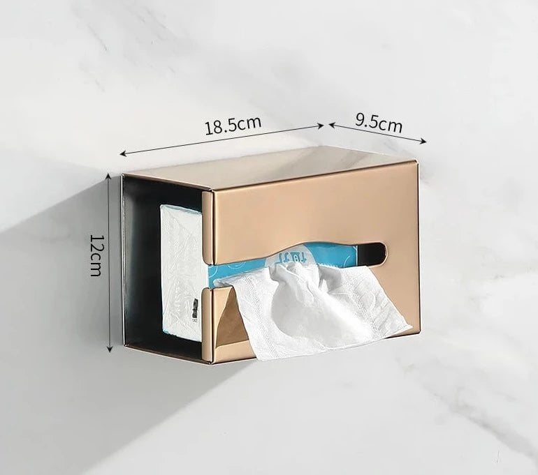 Stainless Steel Tissue Box - Desktop Seal Baby Wipes Paper Storage Holder with Mirror Matte Dispenser for Household Items Rose gold