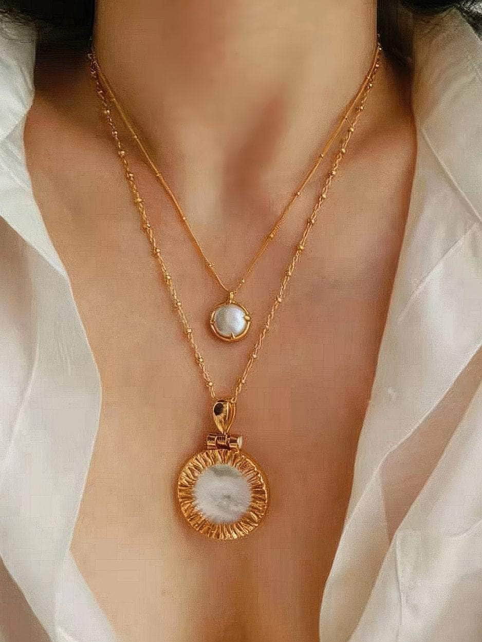 Statement Pendant Opal Accented Medallion Necklace Gold / Necklace