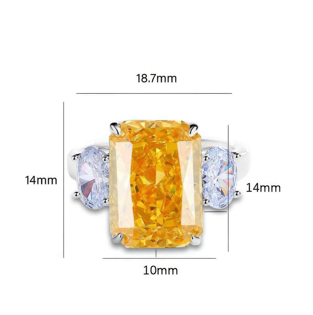 Sterling Silver Cushion Radiant Cut Paved Crystal Ring