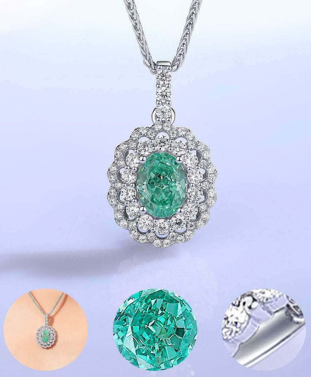 Sterling Silver Oval Diamante Gemstone Crystal Jewelry Set