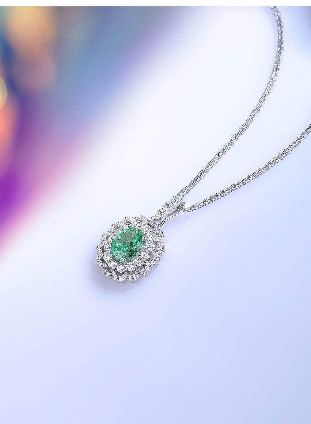 Sterling Silver Oval Diamante Gemstone Crystal Jewelry Set