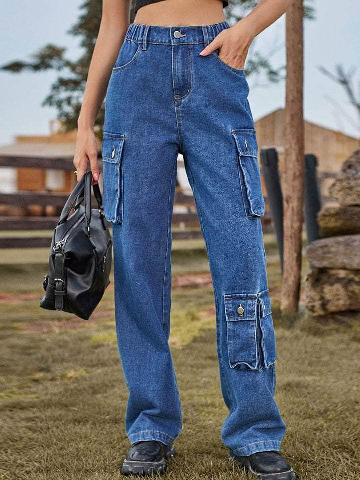 Straight Leg Cargo Jeans Azure / S