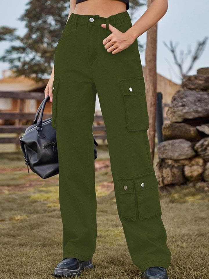 Straight Leg Cargo Jeans Matcha Green / S