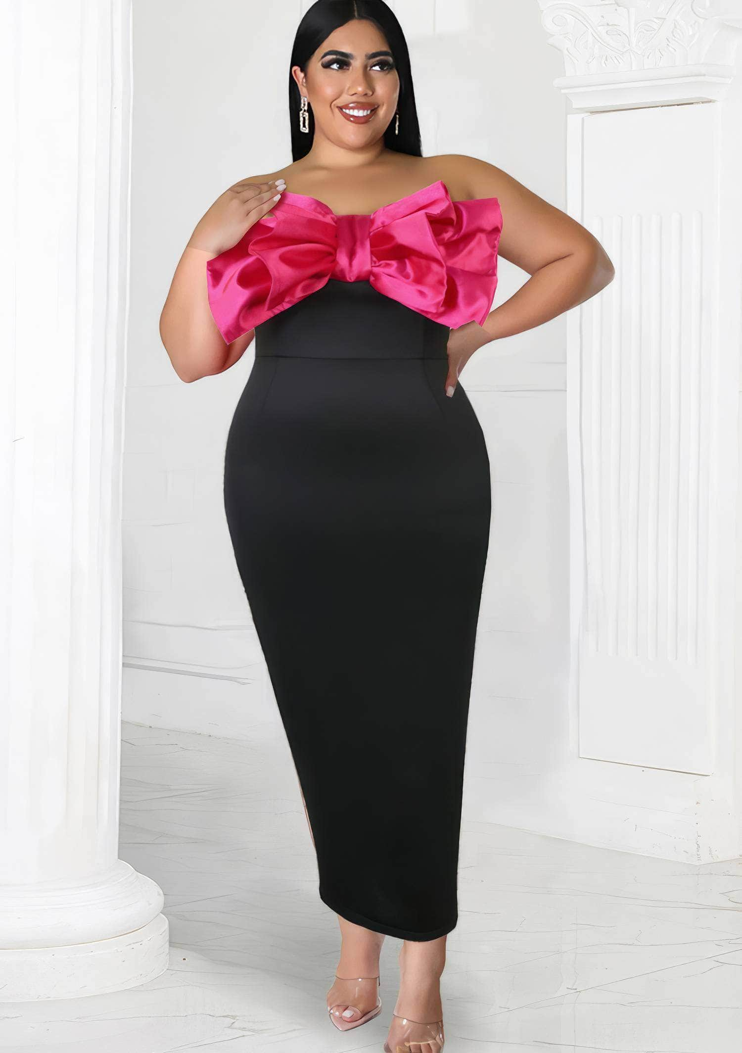 Strapless Big Bow Tube Bodycon Dress