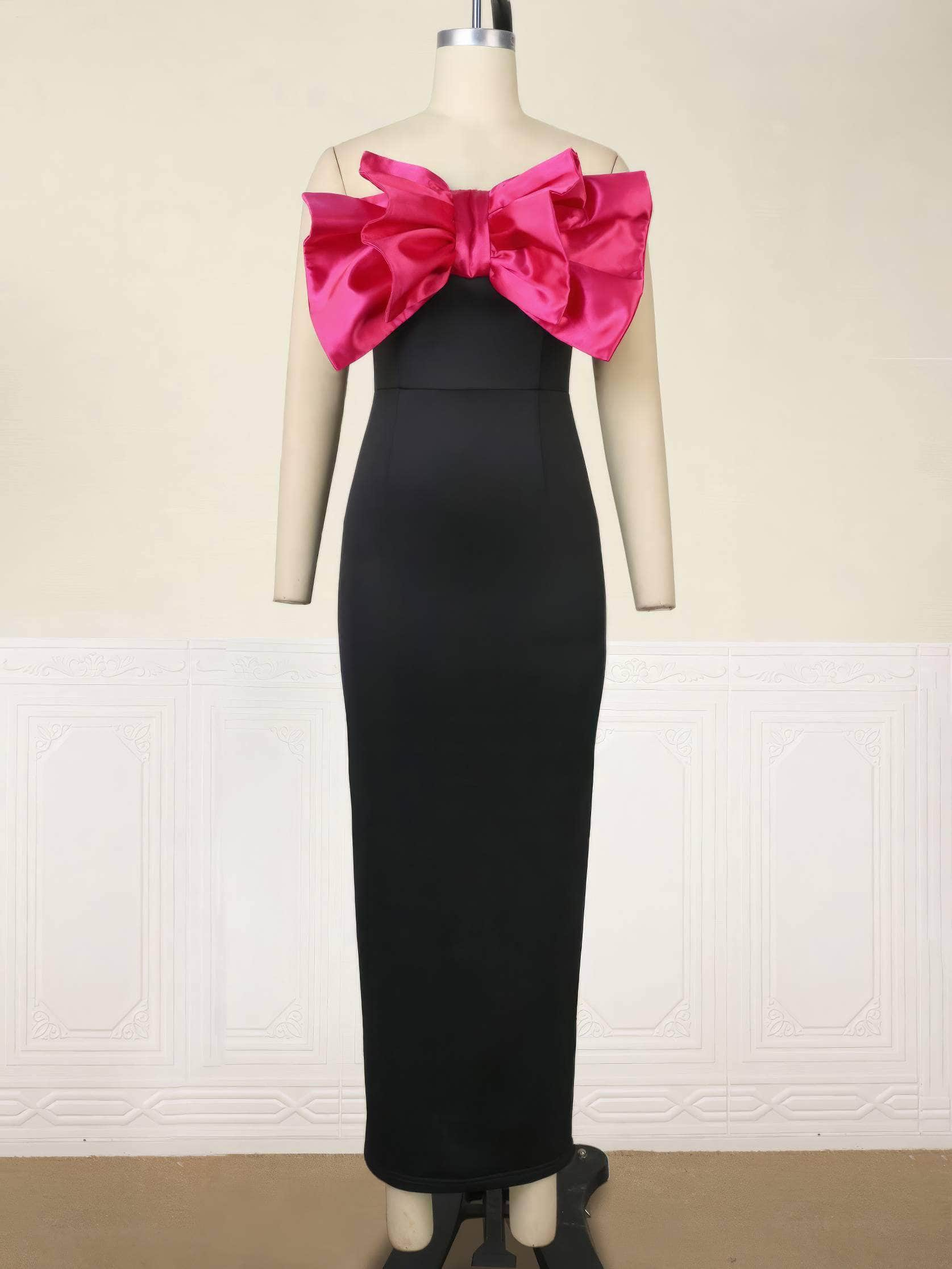 Strapless Big Bow Tube Bodycon Dress