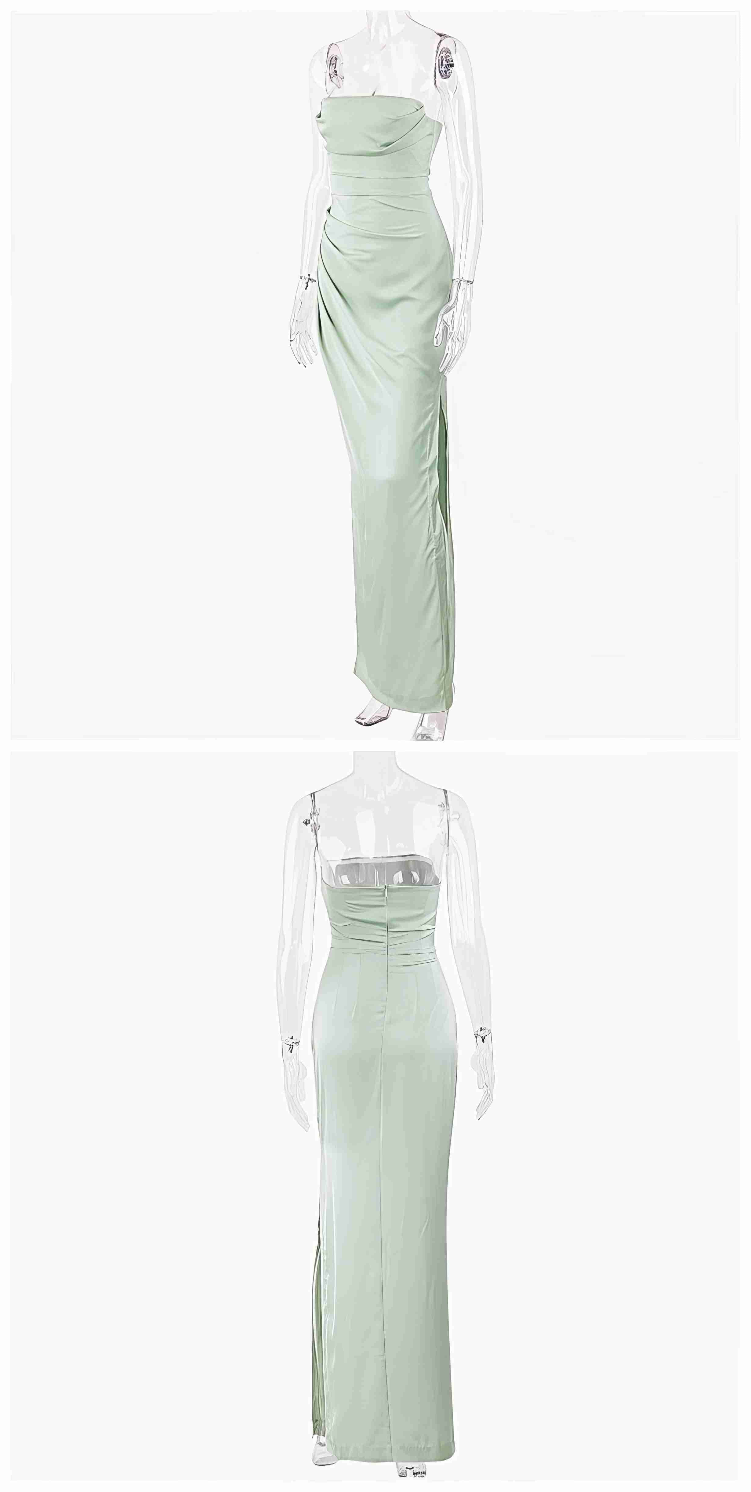 Strapless Ruched Draped Bodice Maxi Dress