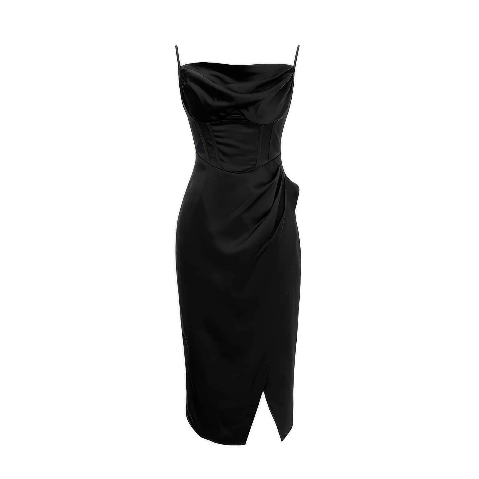 Strappy Ruched Corset Draped Satin Dress