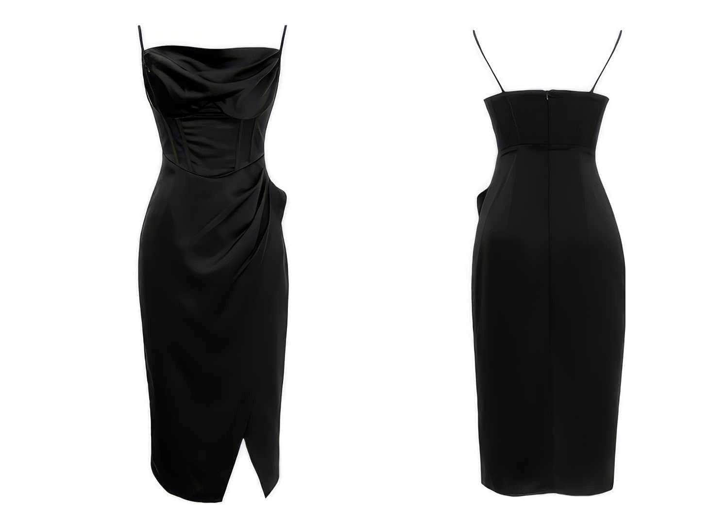 Strappy Ruched Corset Draped Satin Dress