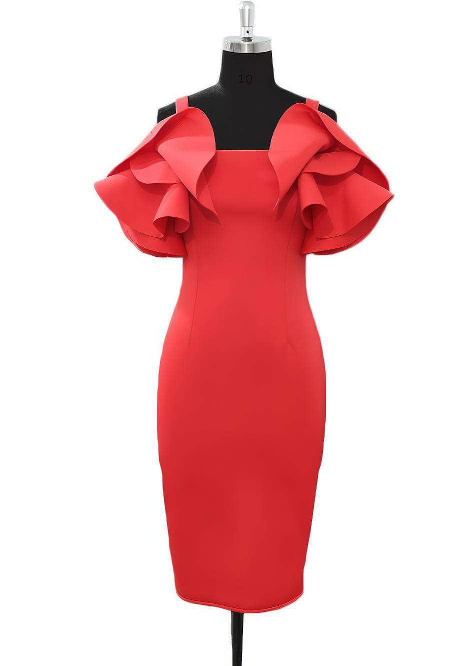 Strappy Ruffle Sleeves Bodycon Midi Dress