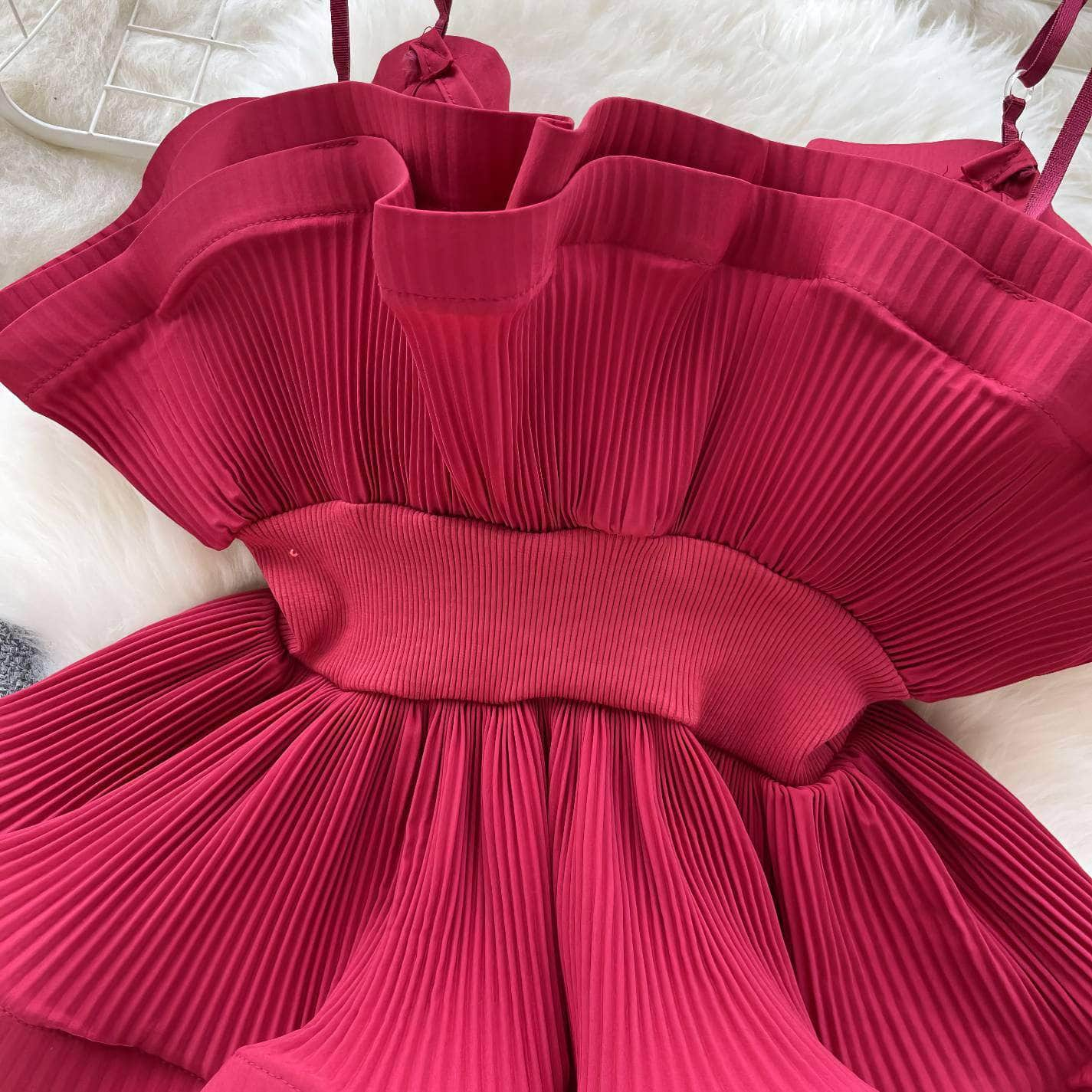 Strappy Ruffled Pleated Peplum Blouse