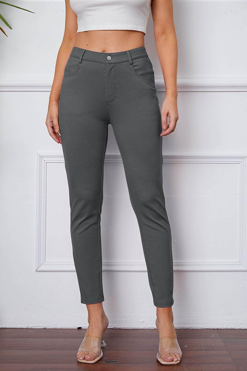 StretchyStitch Pants by Basic Bae Charcoal / S