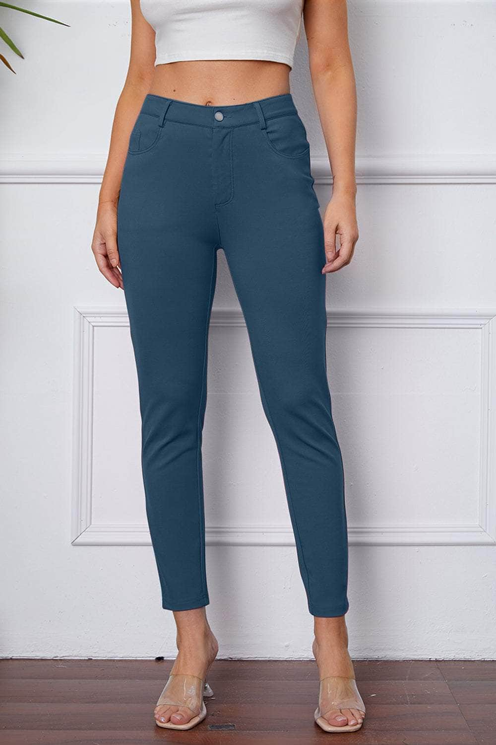 StretchyStitch Pants by Basic Bae Dusty  Blue / S