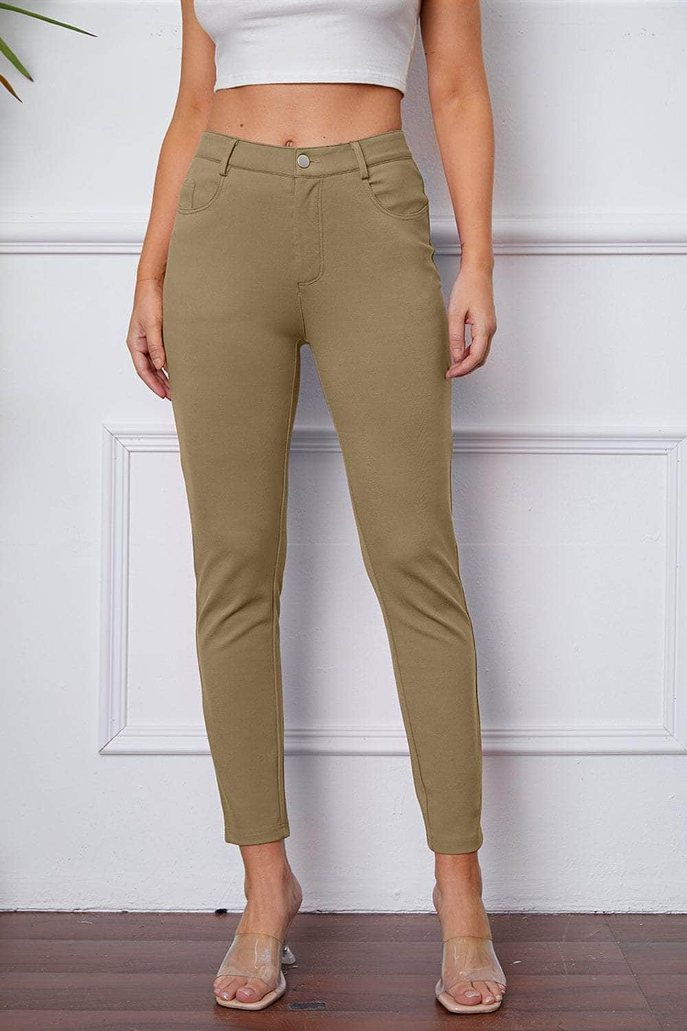 StretchyStitch Pants by Basic Bae Khaki / S