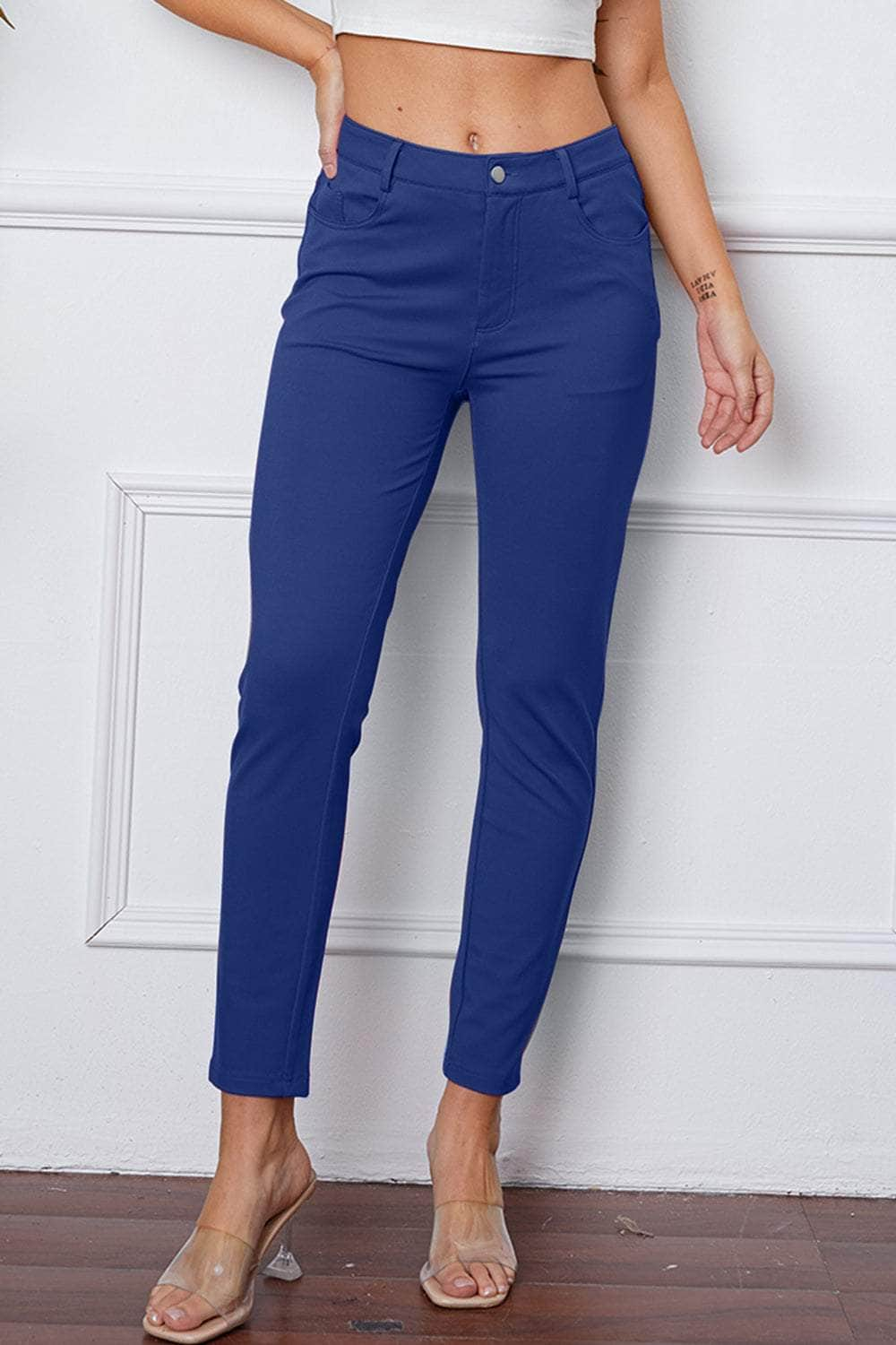 StretchyStitch Pants by Basic Bae Royal  Blue / S