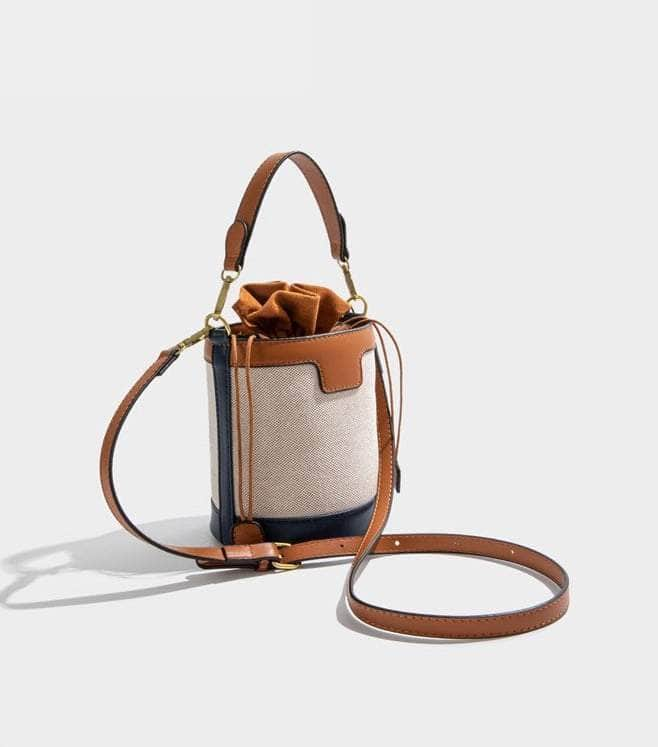 Stylish Barrel-shaped Crossbody Bag with Color Contrast