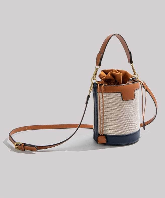 Stylish Barrel-shaped Crossbody Bag with Color Contrast