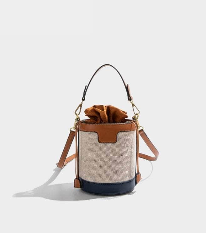 Stylish Barrel-shaped Crossbody Bag with Color Contrast