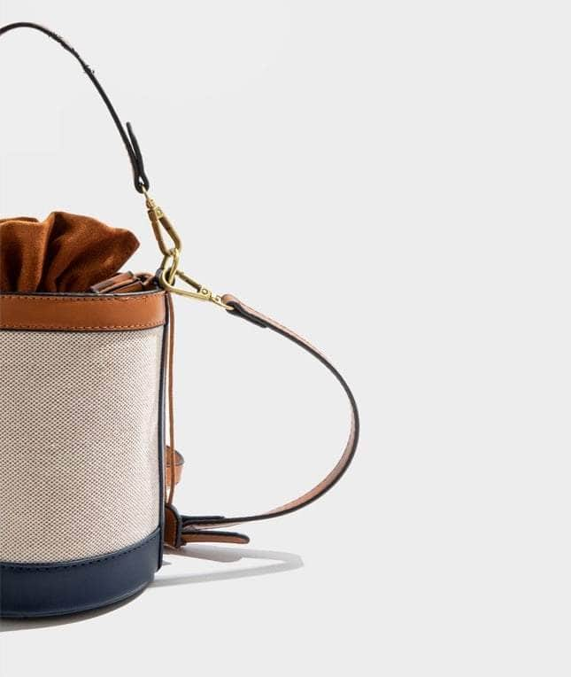 Stylish Barrel-shaped Crossbody Bag with Color Contrast