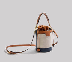 Stylish Barrel-shaped Crossbody Bag with Color Contrast