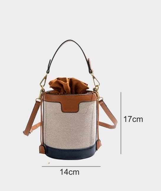 Stylish Barrel-shaped Crossbody Bag with Color Contrast