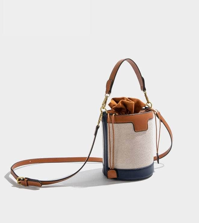 Stylish Barrel-shaped Crossbody Bag with Color Contrast