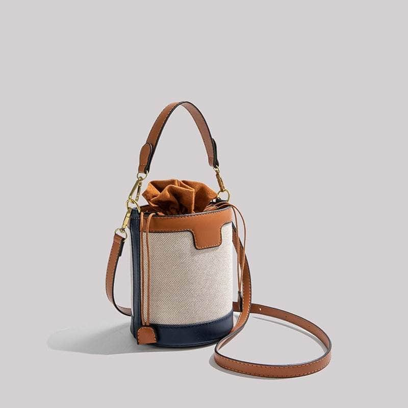 Stylish Barrel-shaped Crossbody Bag with Color Contrast