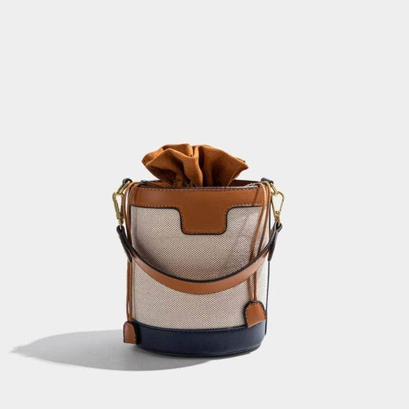 Stylish Barrel-shaped Crossbody Bag with Color Contrast Brown