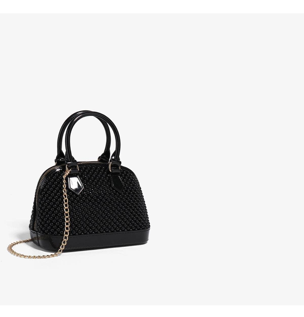 Stylish Beaded Mini Shoulder Handbag with Chain Strap