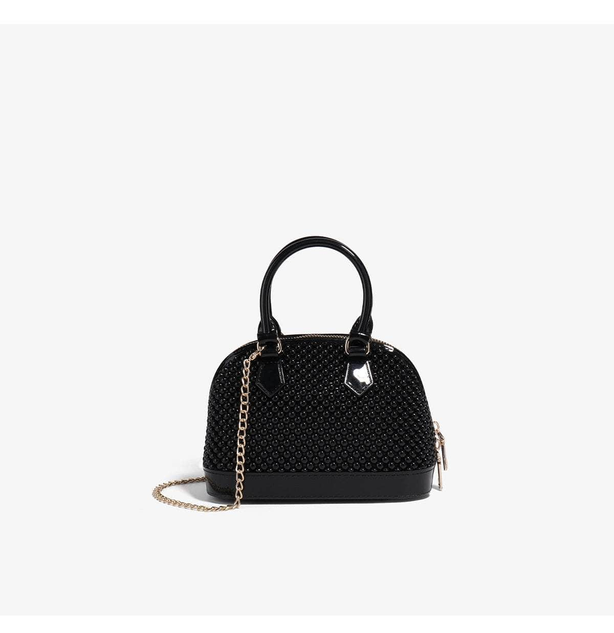 Stylish Beaded Mini Shoulder Handbag with Chain Strap