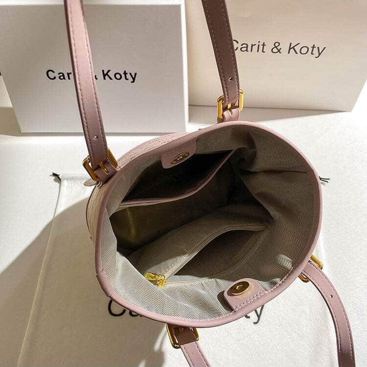 Stylish Blush Monogrammed Bucket Tote Bag