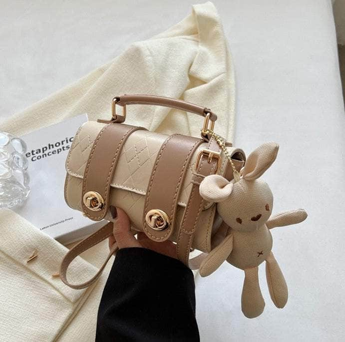 Stylish Bunny-adorned Crossbody Bag Ivory