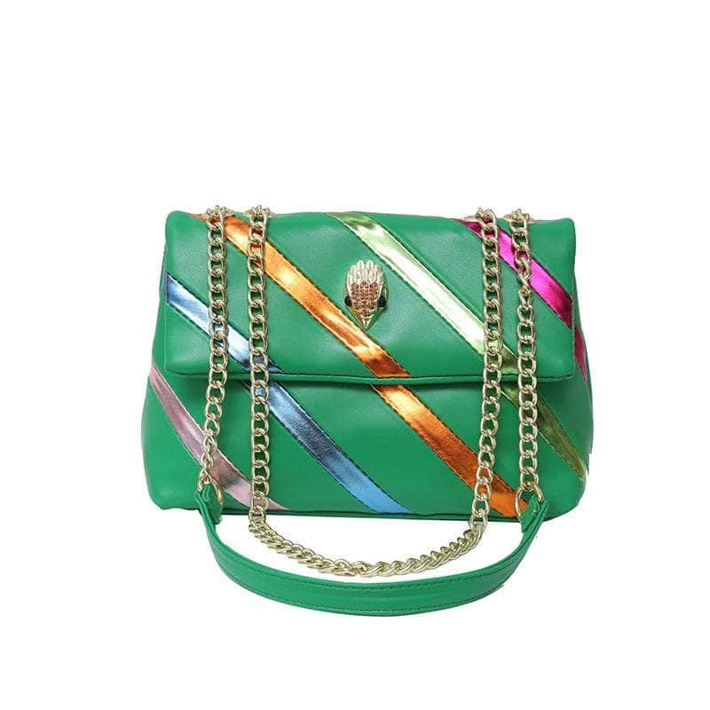 Stylish Chain Underarm Crossbody Rainbow Bag with Eagle Head