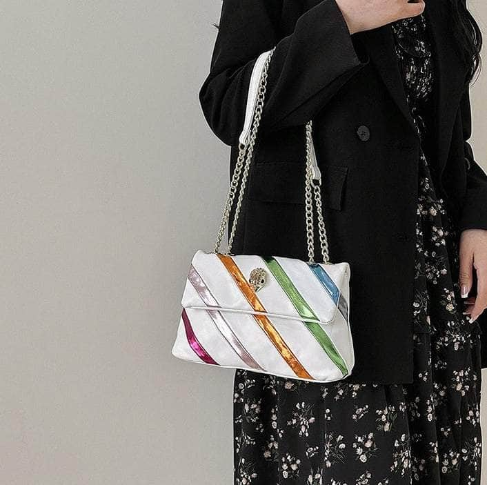 Stylish Chain Underarm Crossbody Rainbow Bag with Eagle Head