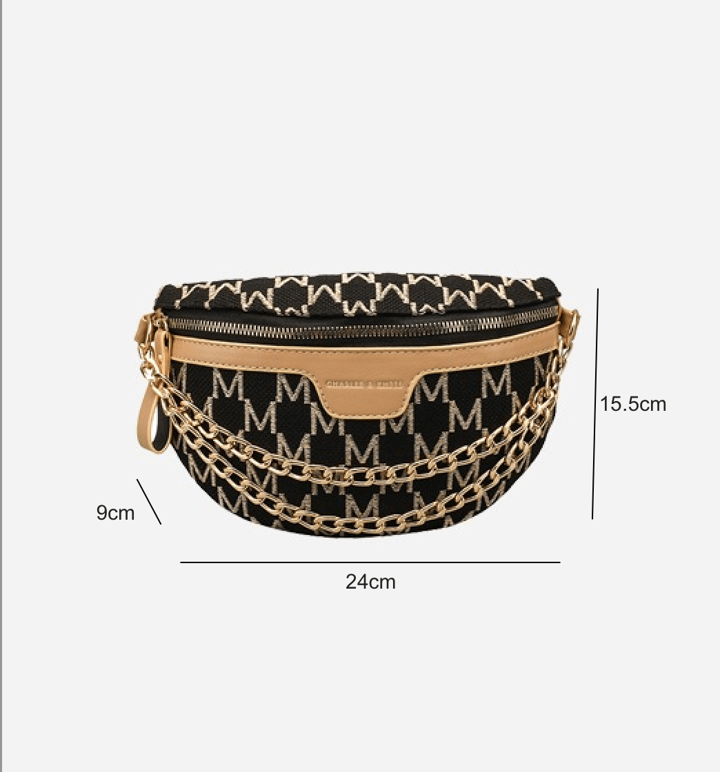 Stylish Chain Waist Bag with Plaid Pattern