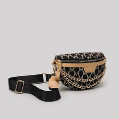 Stylish Chain Waist Bag with Plaid Pattern