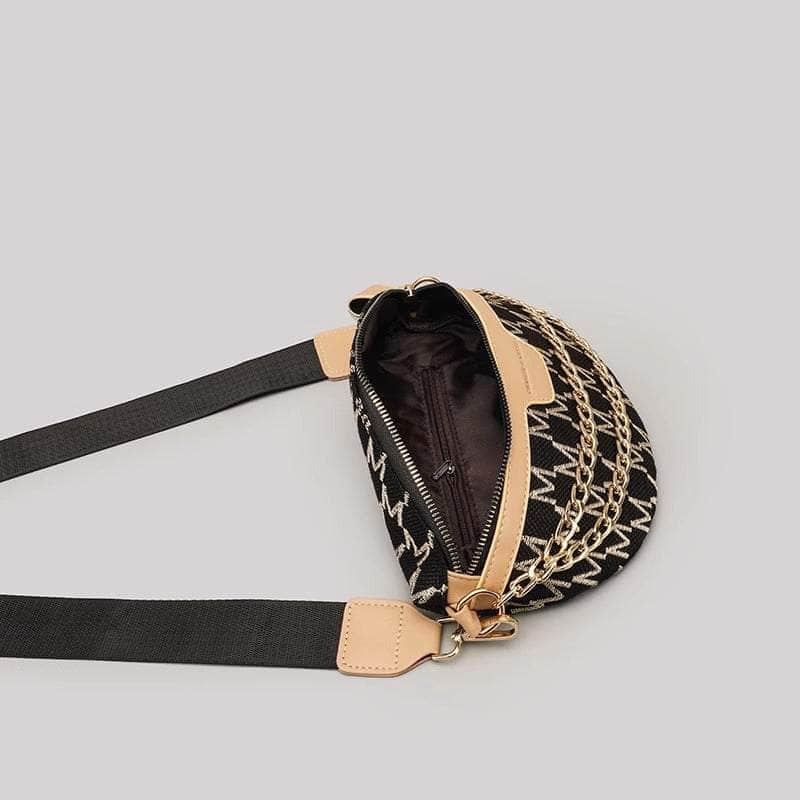 Stylish Chain Waist Bag with Plaid Pattern