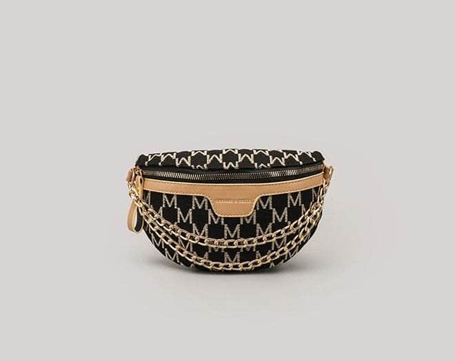 Stylish Chain Waist Bag with Plaid Pattern