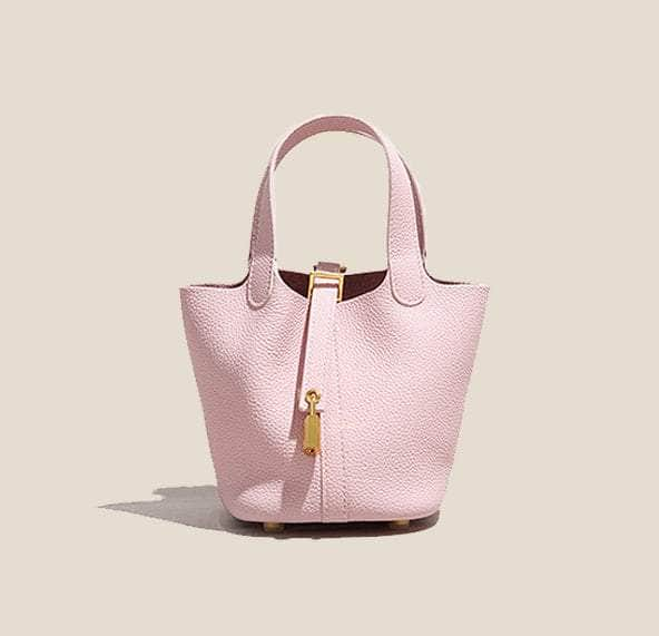 Stylish Clemence Calfskin Leather Bag Pink / Large