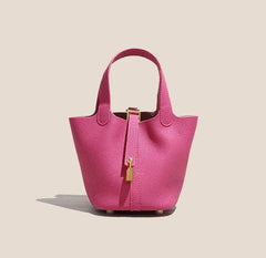 Stylish Clemence Calfskin Leather Bag Rose / Large