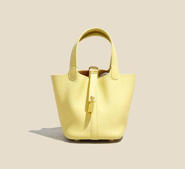 Stylish Clemence Calfskin Leather Bag Yellow / Large