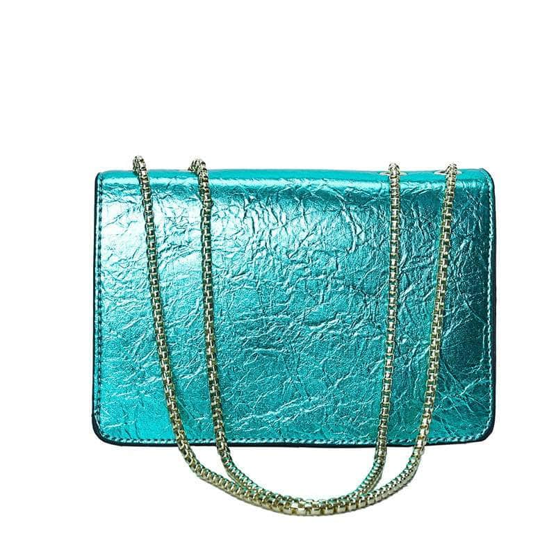 Stylish Crossbody Leather Bag with Chain Strap Emerald