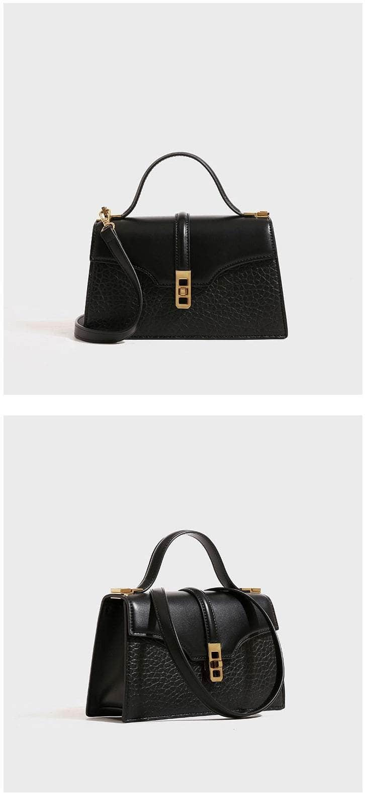 Stylish Faux Leather Shoulder Handbags Black