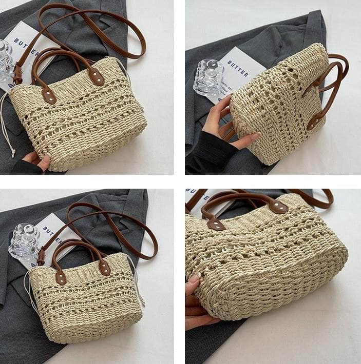 Stylish Handwoven Straw Crossbody Handbag