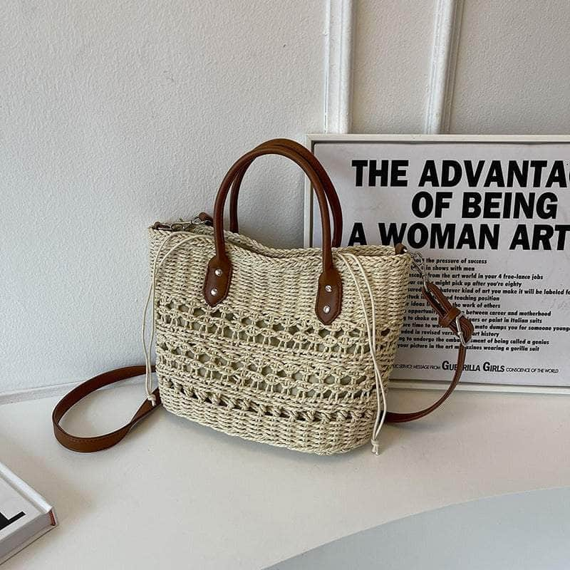 Stylish Handwoven Straw Crossbody Handbag