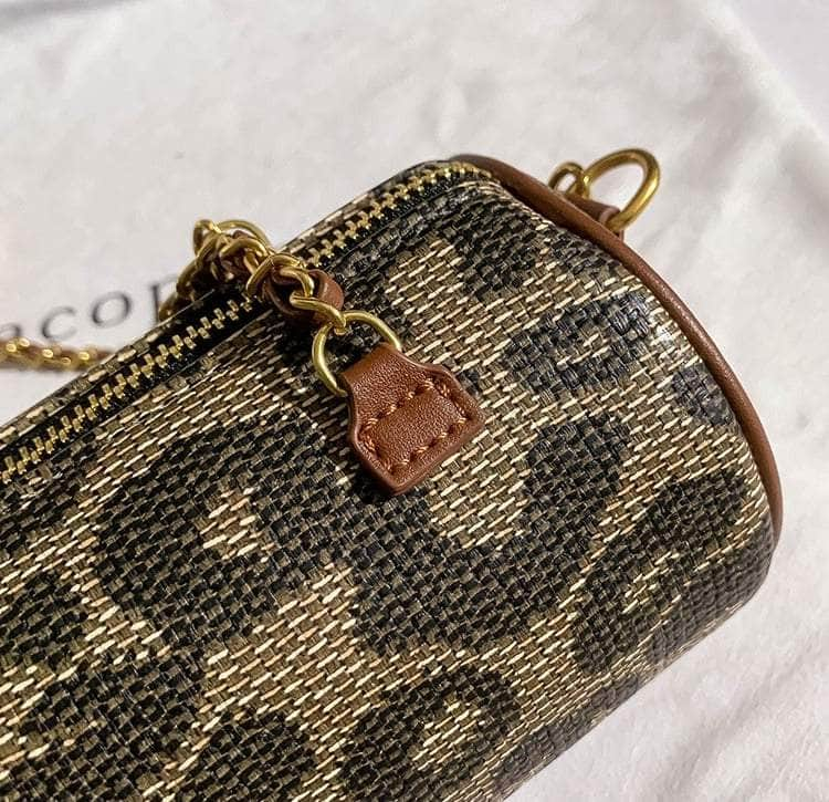 Stylish Leopard Patterned Crossbody Cylinder Bag