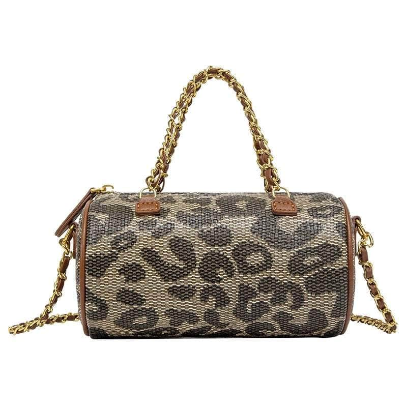 Stylish Leopard Patterned Crossbody Cylinder Bag