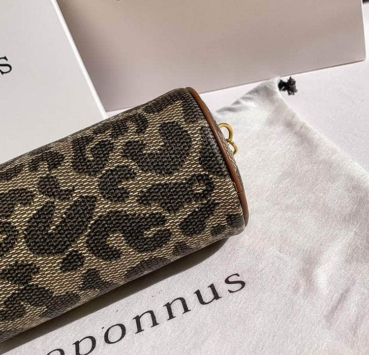 Stylish Leopard Patterned Crossbody Cylinder Bag