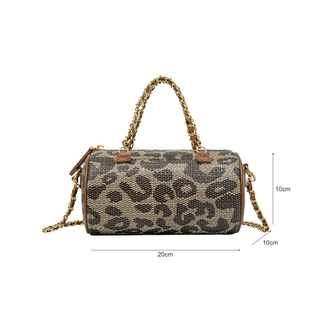 Stylish Leopard Patterned Crossbody Cylinder Bag