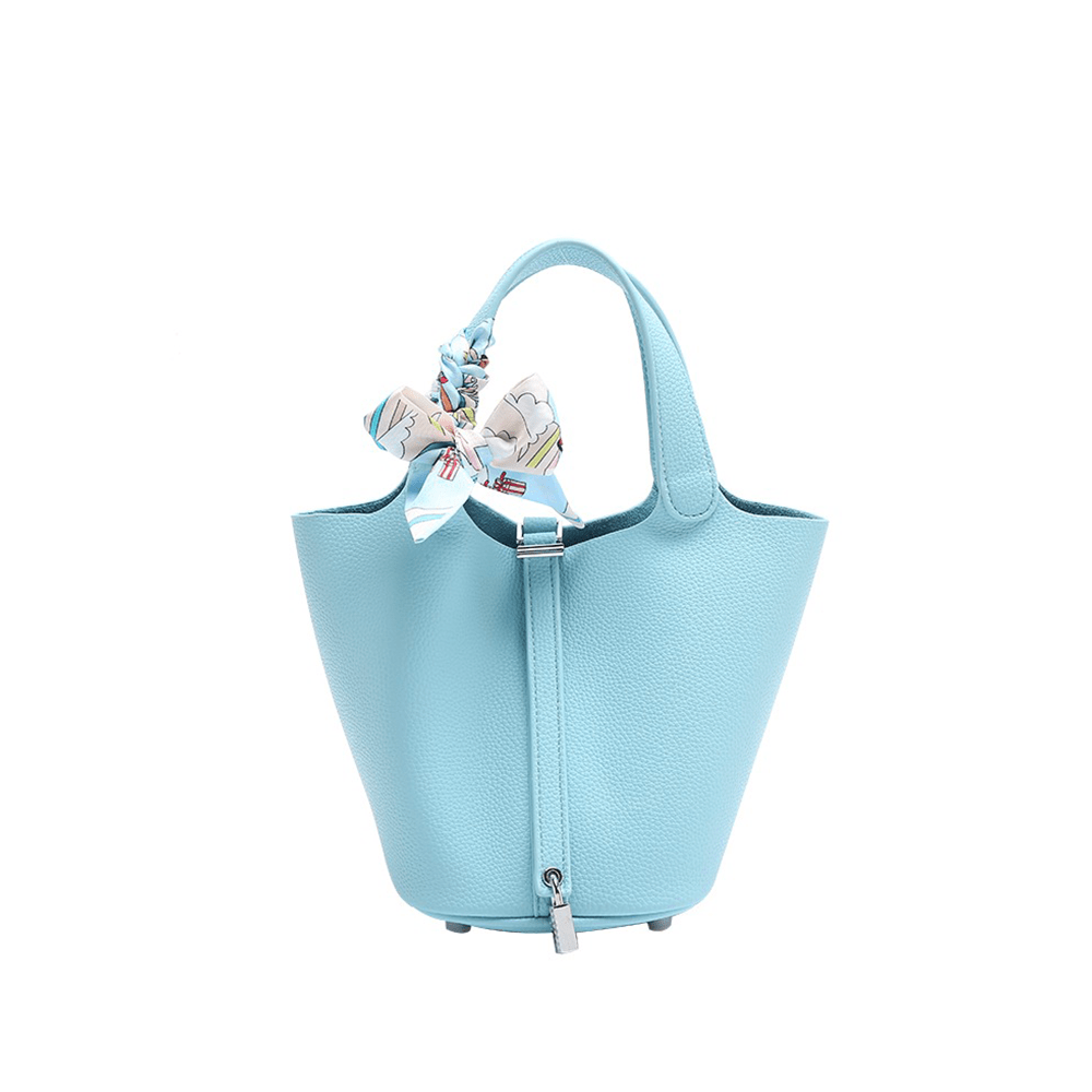 Stylish Metallic Deco Bucket Bag in Solid Color